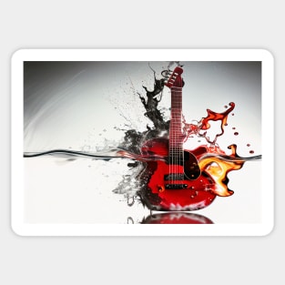 Commercial Guitar Art With Water and Flames Sticker